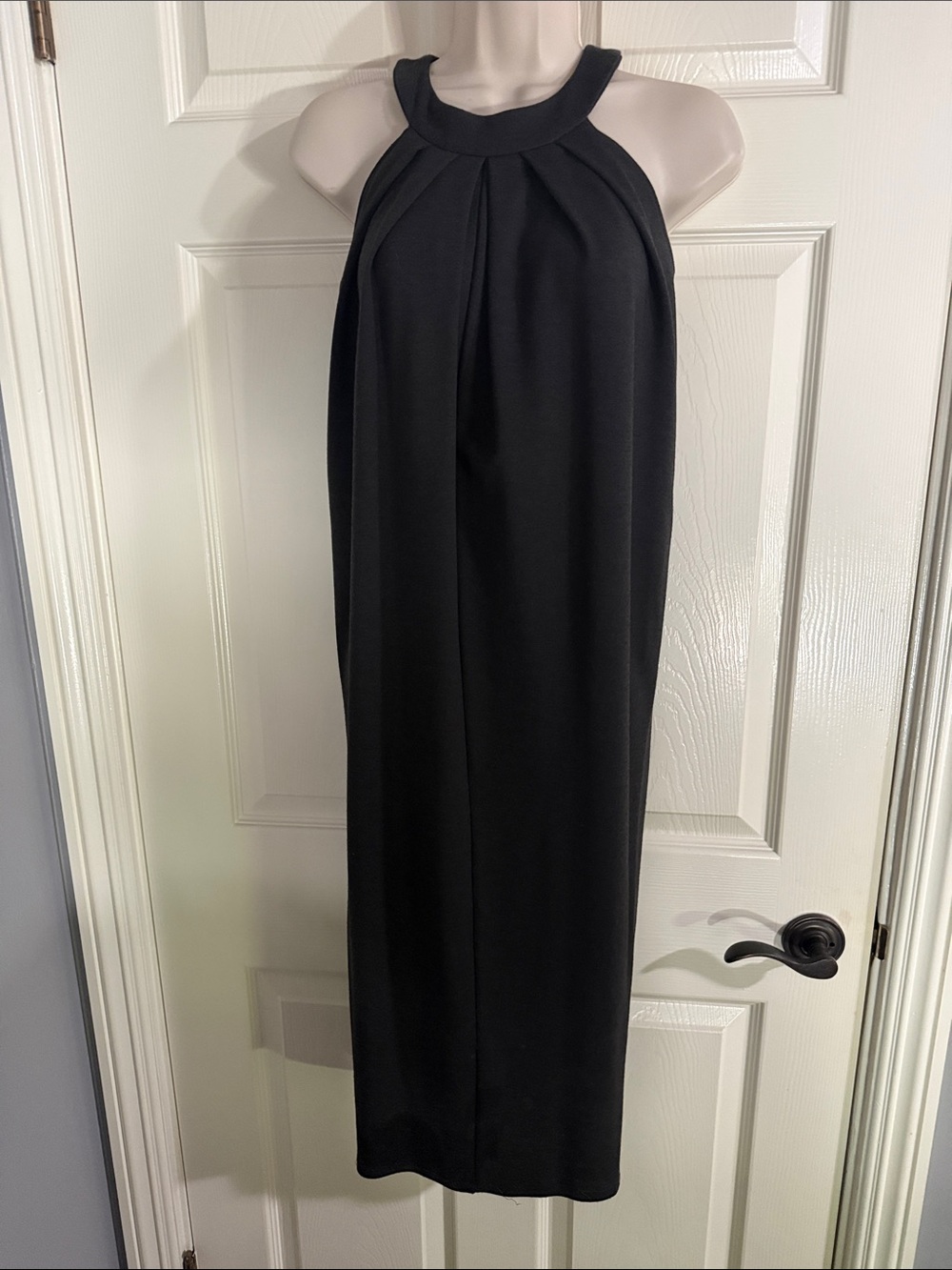 camilla & marc Black Halter Pleated Midi Column Dress